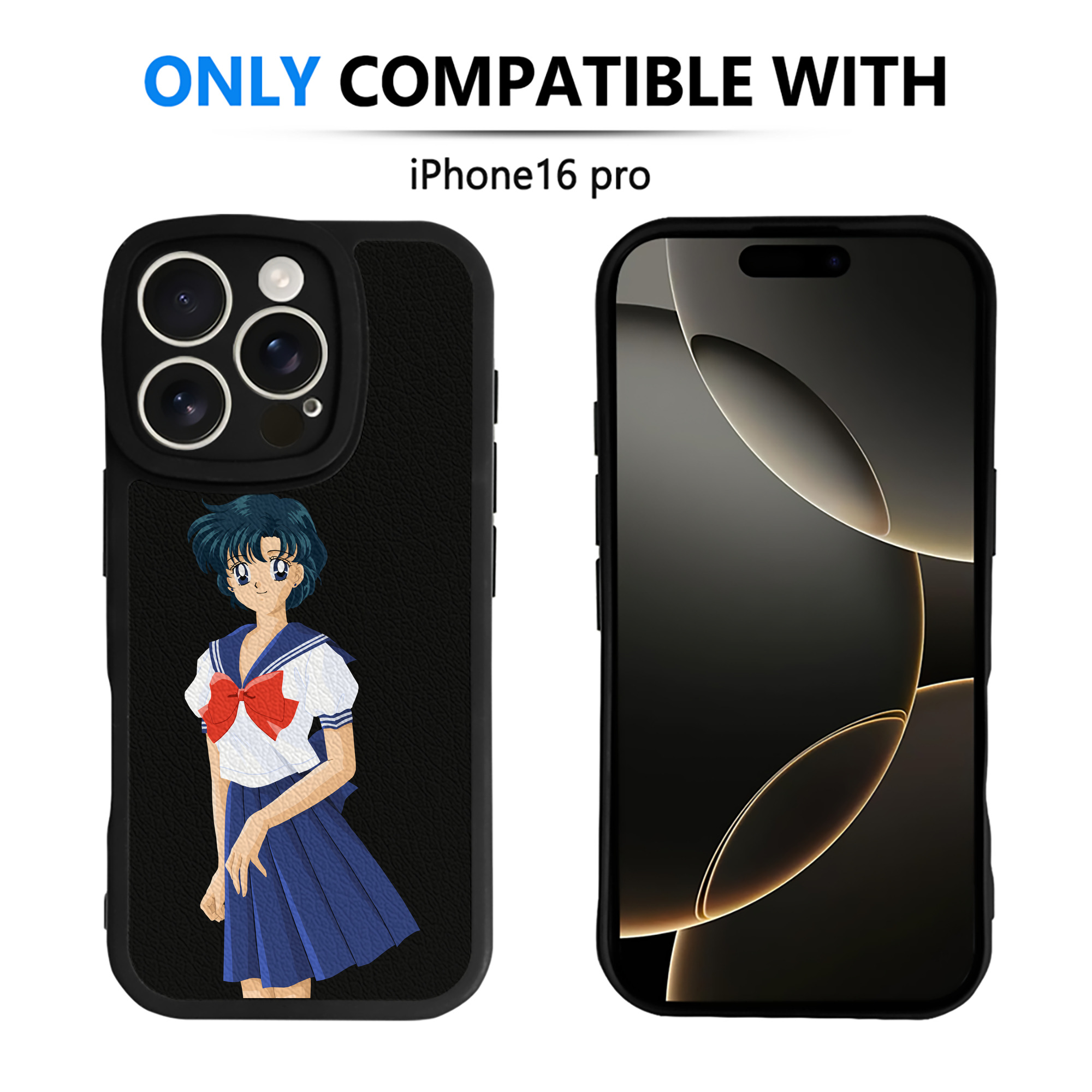 （画像用） 美少女戦士セーラームーン 水野 亜美 みずの あみ Sailor Moon Mizuno Ami 【iPhone 16シリーズ対応】シリコンスマホケース（レザー調） 材質：シリコン